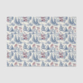 Rood & Blauw Kerstman Toile Tissuepapier (Voorkant)