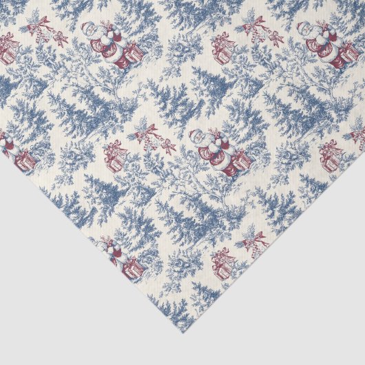 Rood & Blauw Kerstman Toile Tissuepapier (Detail)