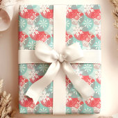 Rood Blauw Kerstmis Sneeuwvlokken Cadeaupapier