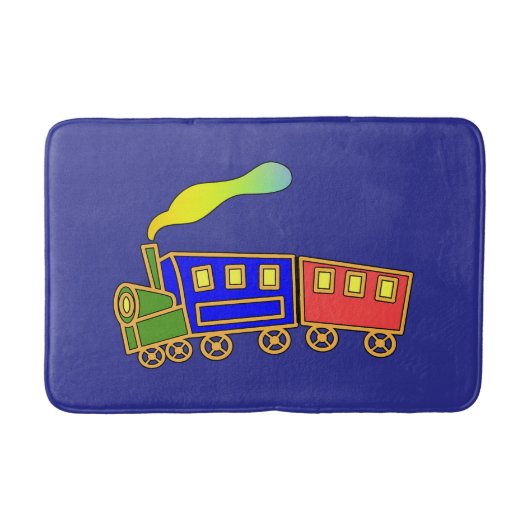 Rood Blauw Kinder Choo Choo Train Deep Blue Badmat (Voorkant)