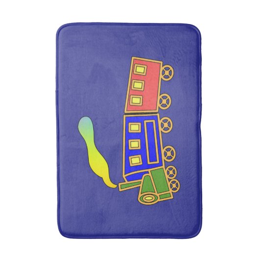 Rood Blauw Kinder Choo Choo Train Deep Blue Badmat (Voorkant Verticaal)