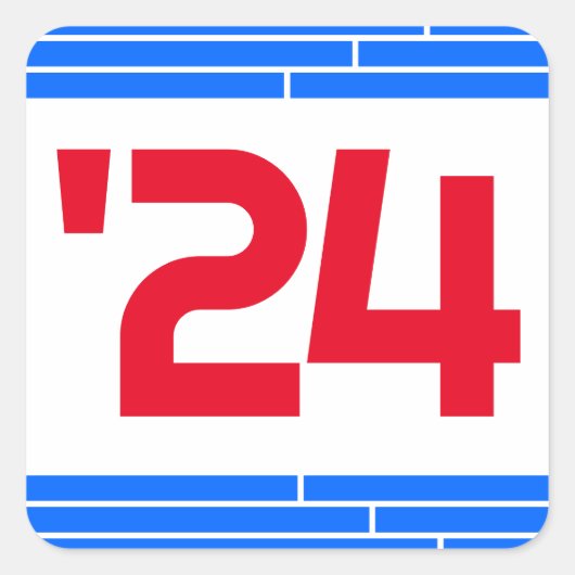 Rood & Blauw Klasse van '24 Afstuderen Vierkante Sticker (Voorkant)