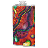 Rood, blauw, koper, groen, Paars Abstract modern Heupfles (Links)