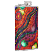 Rood, blauw, koper, groen, Paars Abstract modern Heupfles (Rechts)