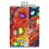 Rood, blauw, koper, groen, Paars Abstract modern Heupfles (Achterkant)