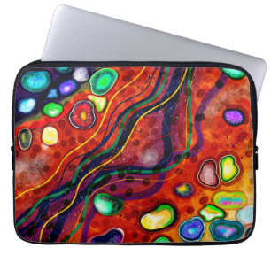 Rood, blauw, koper, groen, Paars Abstract modern Laptop Sleeve