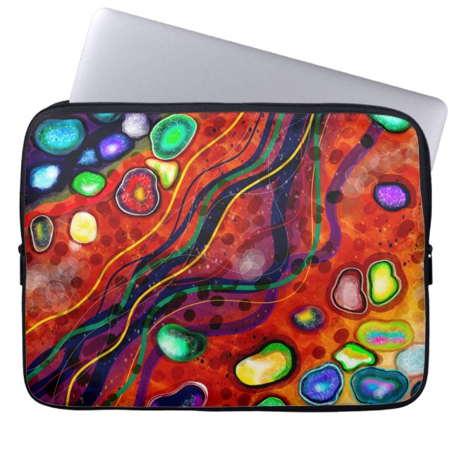 Rood, blauw, koper, groen, Paars Abstract modern Laptop Sleeve (Voorkant)