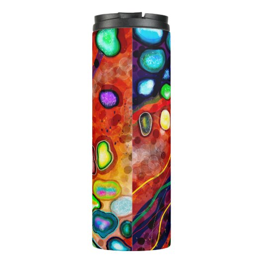 Rood, blauw, koper, groen, Paars Abstract modern Thermosbeker (Achterkant)