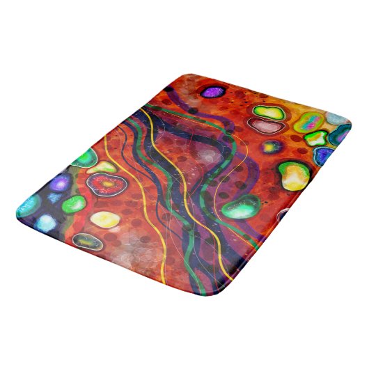 Rood, blauw, koper, Paars, groen Abstract Badmat (Gekanteld)