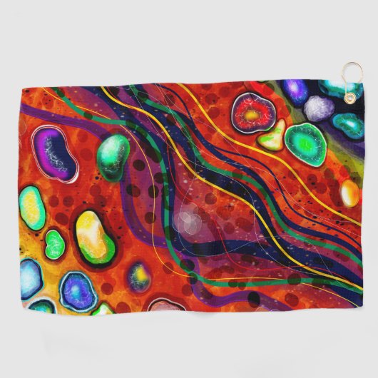 Rood, blauw, koper, Paars, groen Abstract Golfhanddoek (Horizontaal)