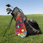 Rood, blauw, koper, Paars, groen Abstract Golfhanddoek (Groen)