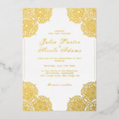 Rood & Blauw Koraalrif Marmeren Steen Mandala Huwe Folie Uitnodiging (Voorkant)