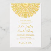 Rood & Blauw Koraalrif Marmeren Steen Mandala Huwe Folie Uitnodiging (Voorkant)