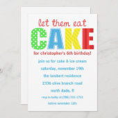 Rood/blauw laat ze de Birthday uitnodiging tot het (Voorkant / Achterkant)