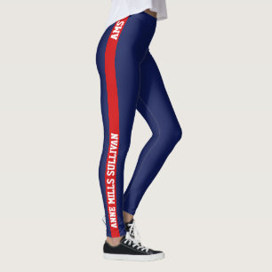 Rood & blauw legging met naam & initialen, stijlvo