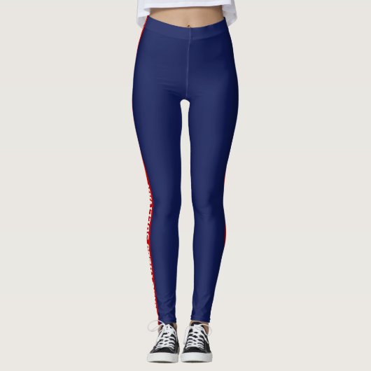 Rood & blauw legging met naam & initialen, stijlvo (Voorkant)