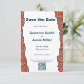 Rood Blauw Liefde Typografie Rand Save The Date (Staand voorkant)