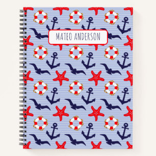 Rood & Blauw Maritiem, Zeester & Meer Meeuw Aangep Notitieboek