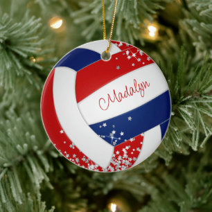 rood blauw meisjes volleybal zilveren sterren acce keramisch ornament