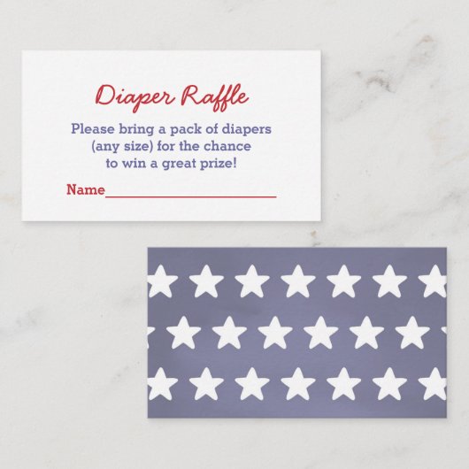 Rood blauw met witte sterren Kleine luieraffle Informatiekaartje (Voorkant / Achterkant)