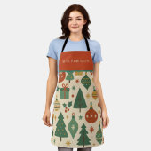 Rood Blauw Mid Century Moderne Vakantie Retro Schort (Gedragen)