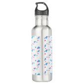 Rood Blauw Modern Stijlvol Bloemenpatroon Sjabloon Waterfles (Achterkant)