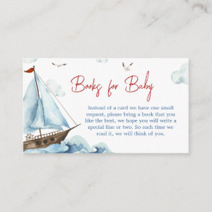 Rood Blauw Nautisch Baby shower Boeken voor Baby Informatiekaartje