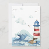 Rood Blauw Nautisch Baby shower Kaart (Achterkant)