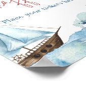 Rood Blauw Nautisch Baby shower Luier Raffle Poster (Hoek)