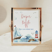 Rood Blauw Nautisch Baby shower Luier Raffle Poster