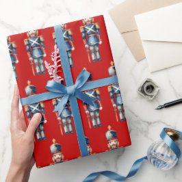 Rood & Blauw Notenkraker Kerstmis Cadeaupapier