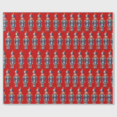 Rood & Blauw Notenkraker Kerstmis Cadeaupapier (Vlak)