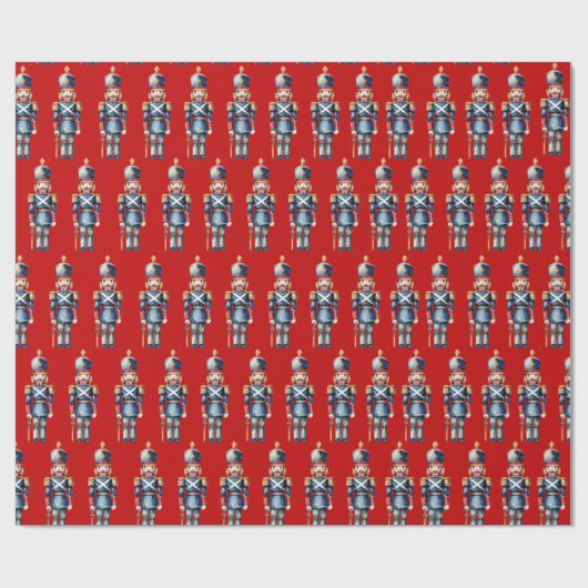 Rood & Blauw Notenkraker Kerstmis Cadeaupapier (Vlak)