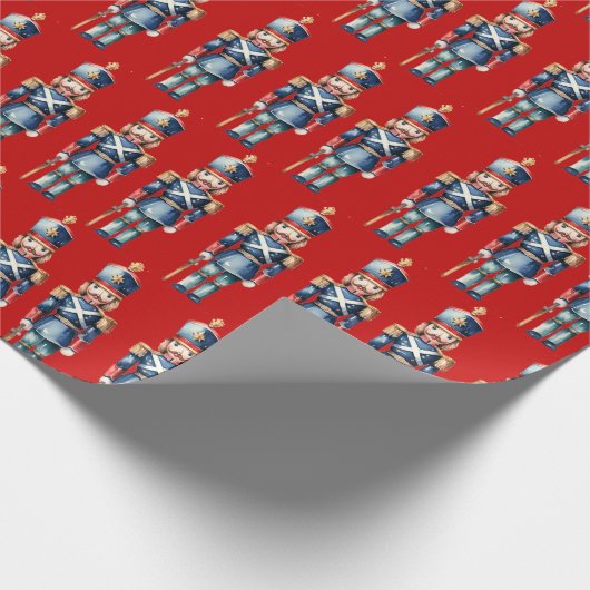 Rood & Blauw Notenkraker Kerstmis Cadeaupapier (Hoek)