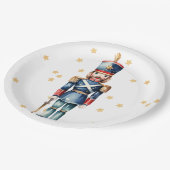 Rood & Blauw Notenkraker Vrolijk Kerstfeest Papieren Bordje (Gekanteld)