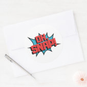 Rood Blauw Oh Snap Pop Kunst Ronde Sticker (Envelop)