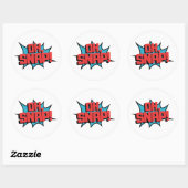 Rood Blauw Oh Snap Pop Kunst Ronde Sticker (Vel)