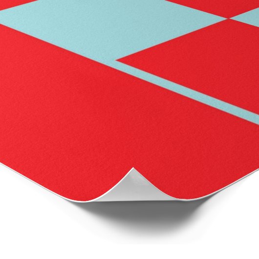 Rood Blauw Ongedateerd Geruit Juni Maandkalender Poster (Hoek)