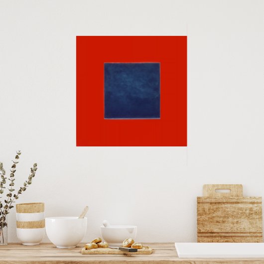 rood, blauw op grijs poster (Keuken)
