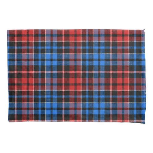 Rood Blauw Op Zwart Geruit Schotse Ruit Design Kussensloop (Voorkant)