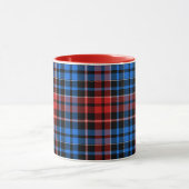 Rood Blauw Op Zwart Geruit Tartan Design Mok (Midden)