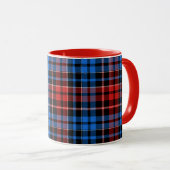 Rood Blauw Op Zwart Geruit Tartan Design Mok (Voorkant rechts)