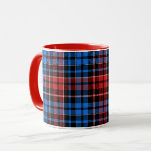Rood Blauw Op Zwart Geruit Tartan Design  Mok