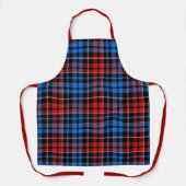 Rood Blauw Op Zwart Geruit Tartan Design Schort (Voorkant)