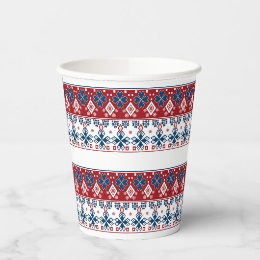 Rood blauw ornament papier beker (Links)