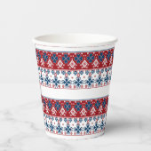 Rood blauw ornament papier beker (Voorkant)
