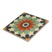 Rood Blauw Ornamentaal Keramische Kunst Ster Tegeltje (Zijkant)