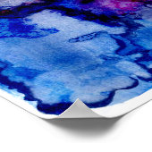 Rood Blauw Paarse Abstracte Waterverf Art Poster (Hoek)