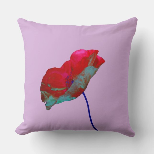 Rood blauw papaver op paarse roze kussen (Voorkant)