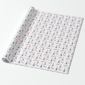 Rood Blauw Parijs Frankrijk Cadeaupapier (Uitgerold)